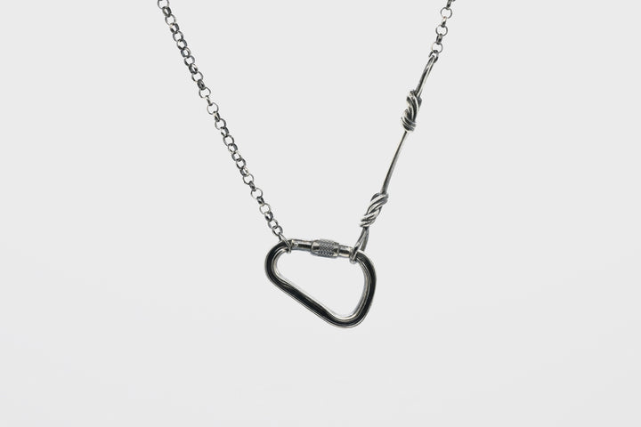 Silver Carabiner + Figure-Eight Knot Necklace