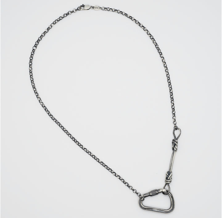 Silver Carabiner + Figure-Eight Knot Necklace