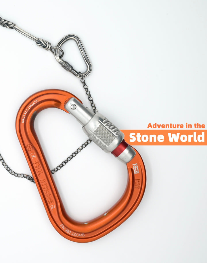 Silver Carabiner + Figure-Eight Knot Necklace