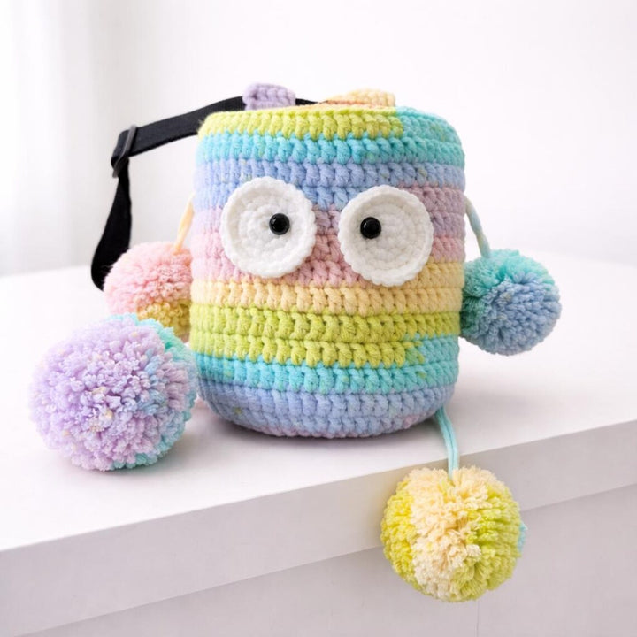 Crochet Macaron Monster Chalk Bag