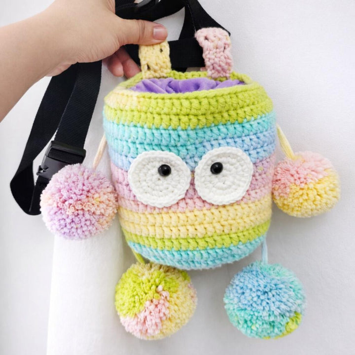 Crochet Macaron Monster Chalk Bag
