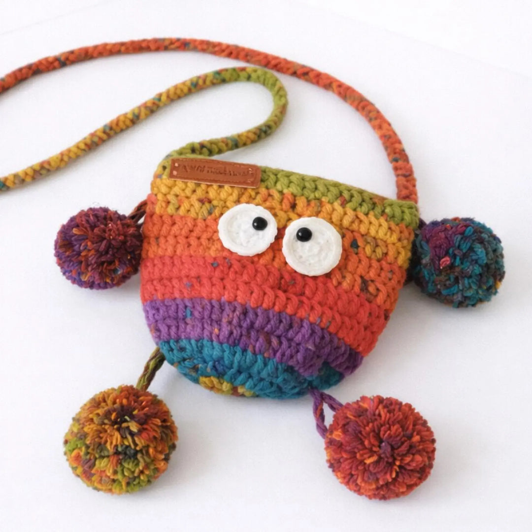 Crochet Rainbow Monster Crossbody Bag