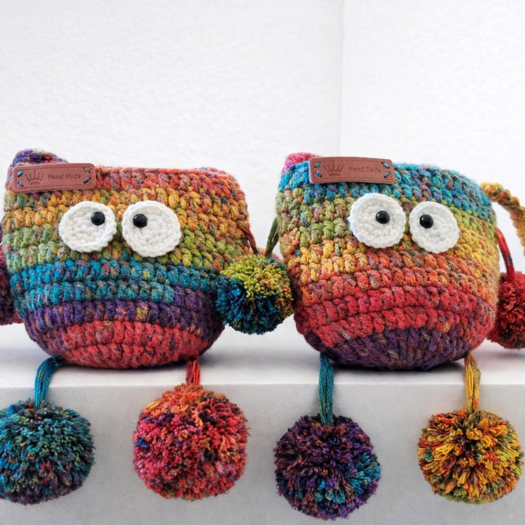Crochet Rainbow Monster Crossbody Bag