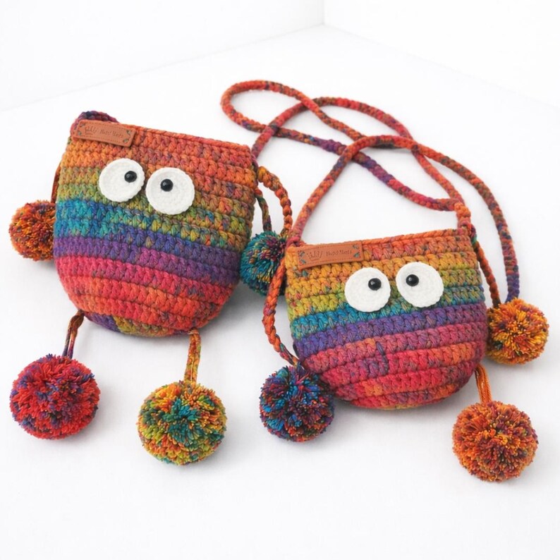 Crochet Rainbow Monster Crossbody Bag